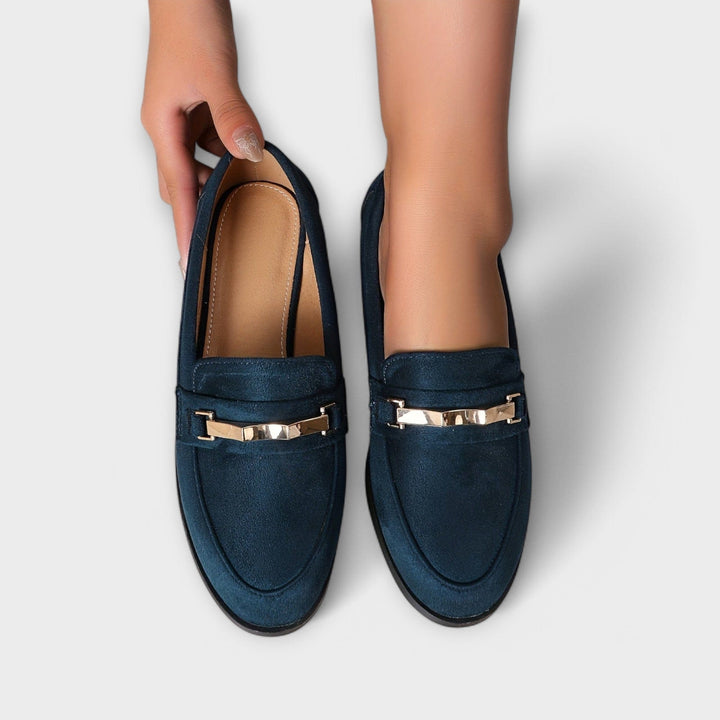 DELACROIX | Mocassins Daim Chaîne Dorée Nathalie