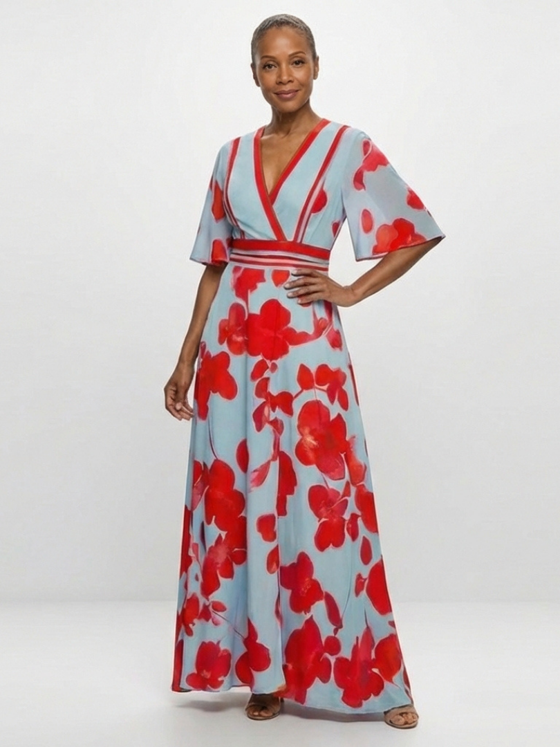 DELACROIX | Robe Maxi Fleurie à Manches Corinne