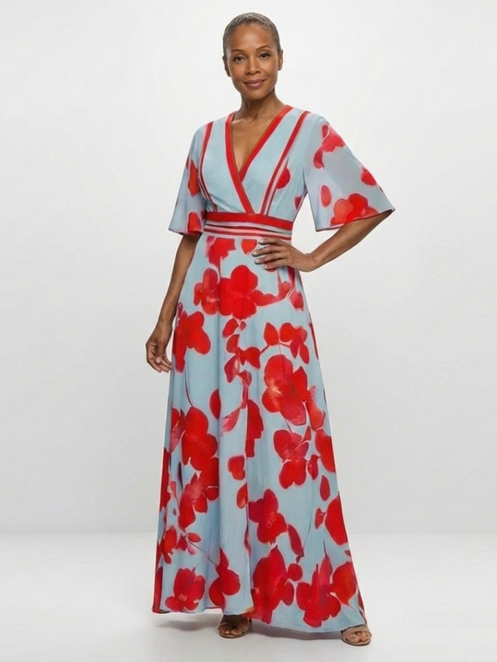 DELACROIX | Robe Maxi Fleurie à Manches Corinne