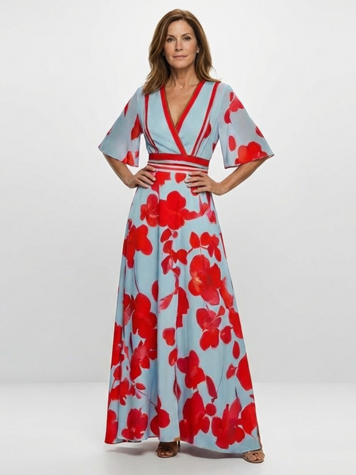 DELACROIX | Robe Maxi Fleurie à Manches Corinne