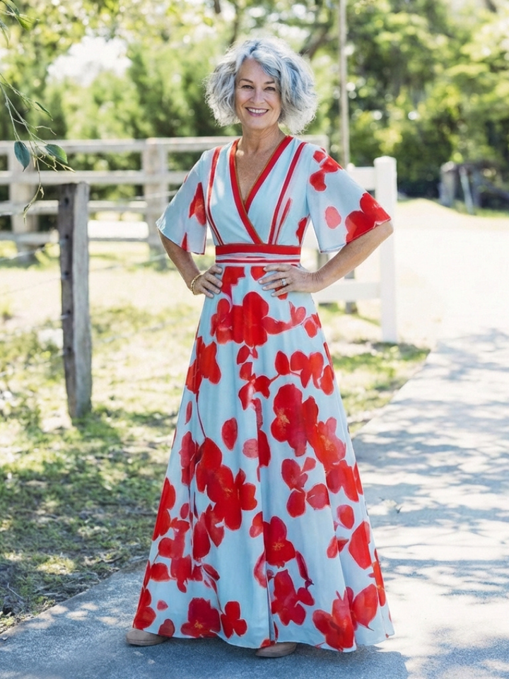 DELACROIX | Robe Maxi Fleurie à Manches Corinne
