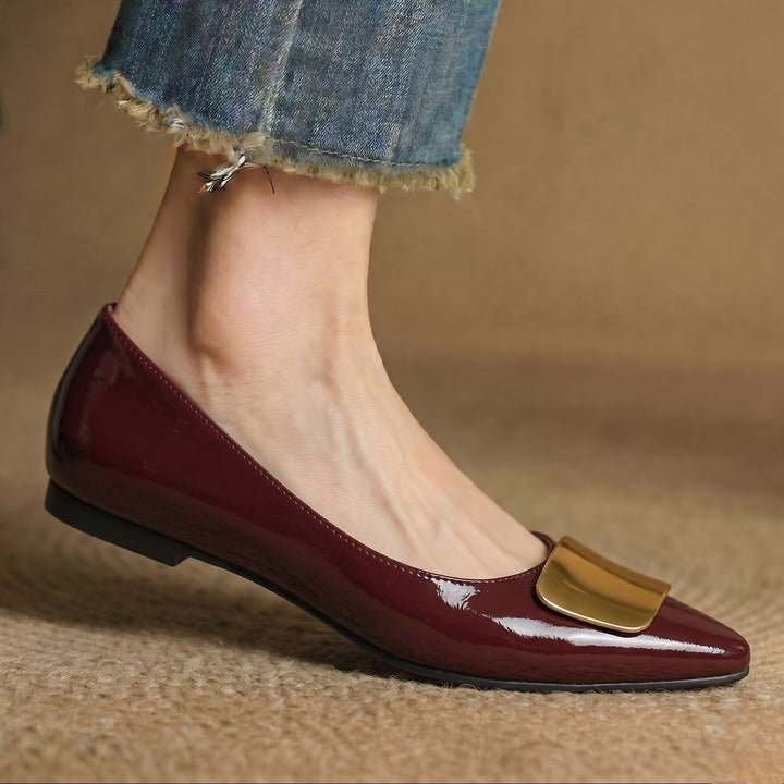 DELACROIX | Ballerines Ornement Carré Doré pour Femme Isabelle