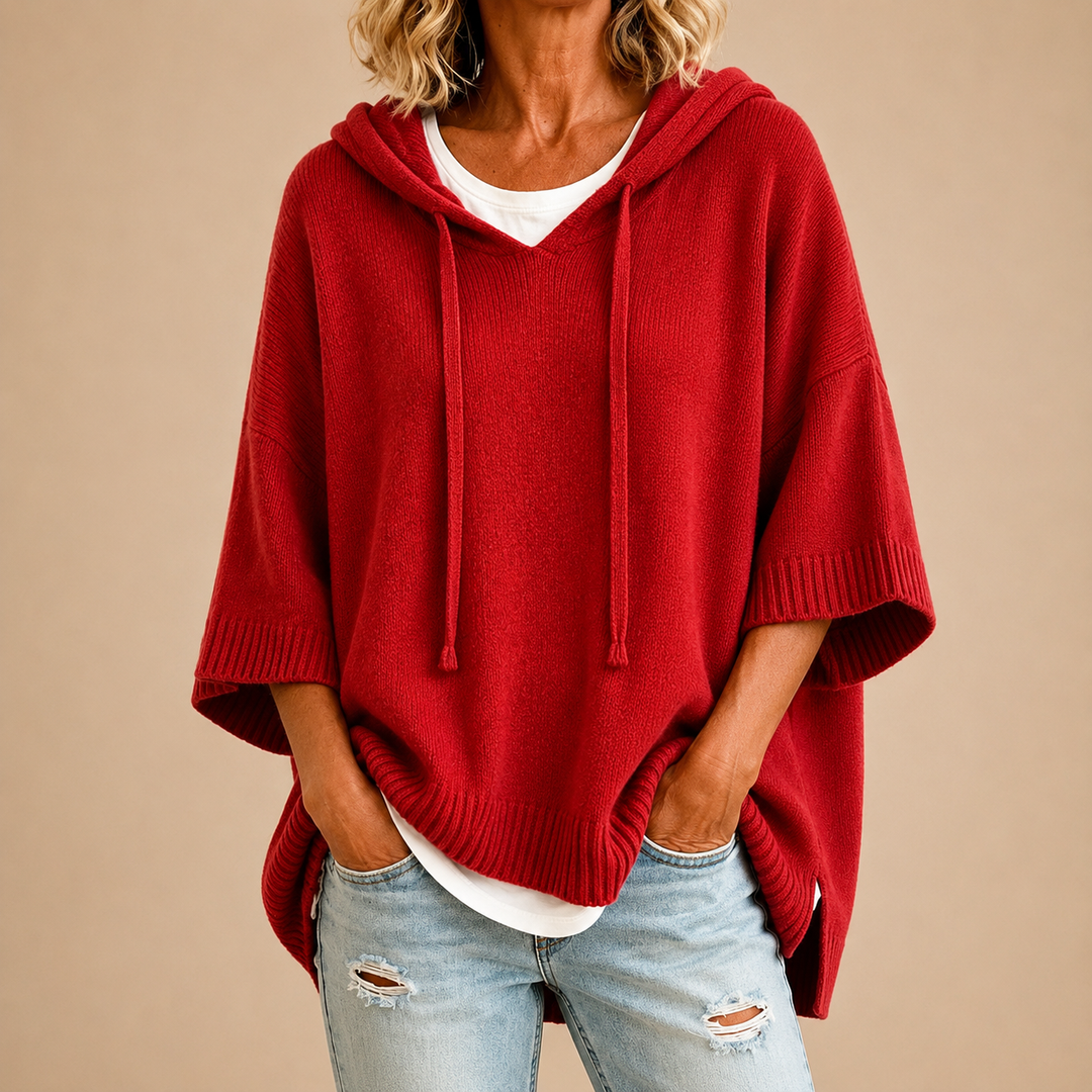 DELACROIX | Poncho en Maille à Capuche pour Femme Monique