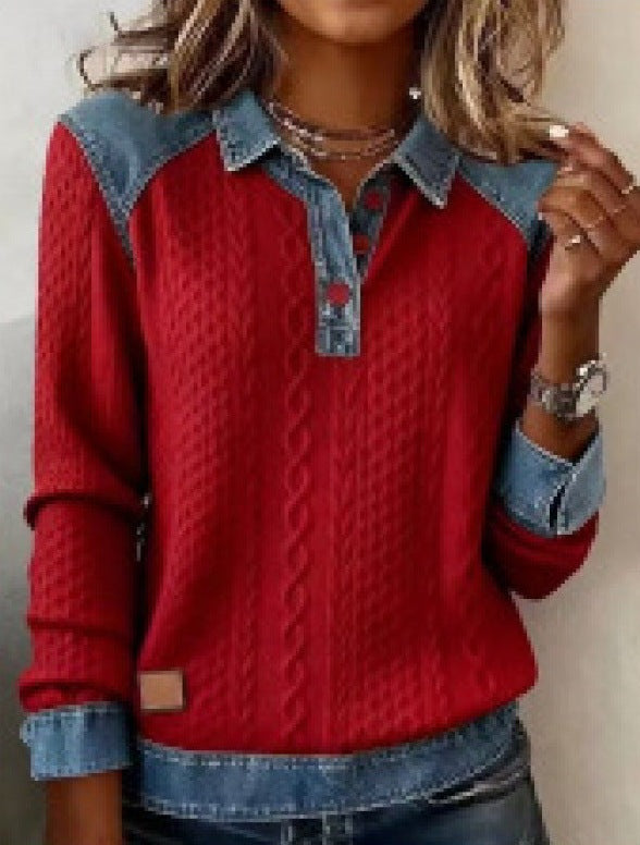 DELACROIX | Pull Torsadé Boutonné Rouge pour Femme Aveline