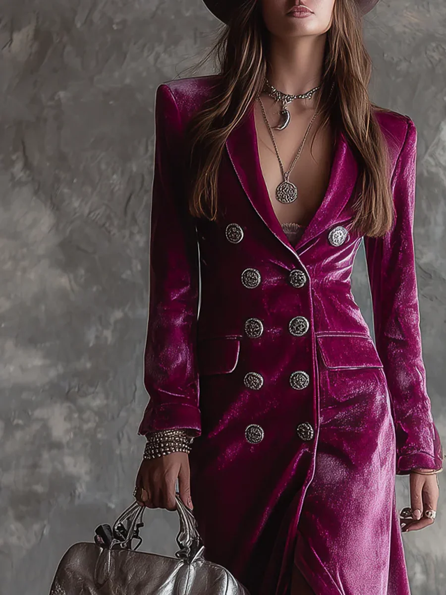 DELACROIX | Robe Blazer Boutonnée Fuchsia pour Femme Juliette