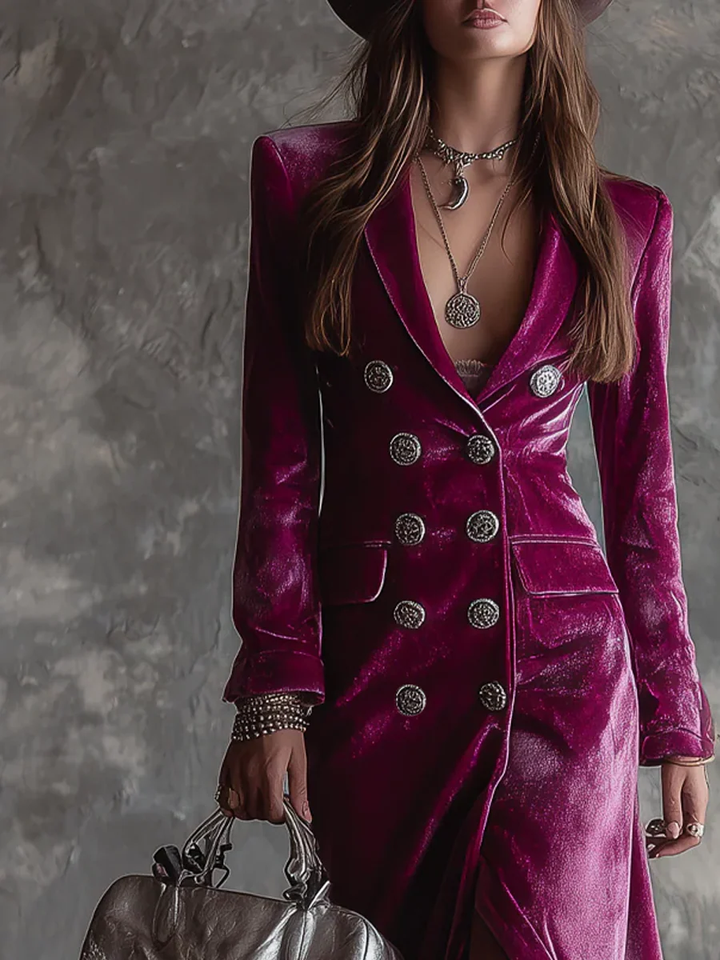 DELACROIX | Robe Blazer Boutonnée Fuchsia pour Femme Juliette