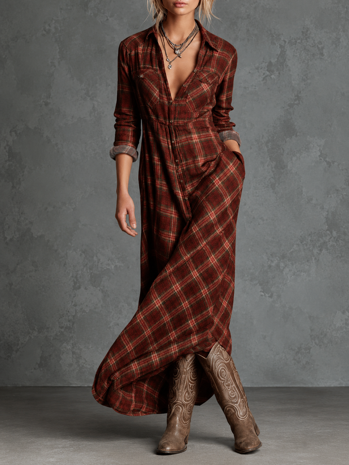 DELACROIX | Robe Chemise Longue à Carreaux pour Femme Camille