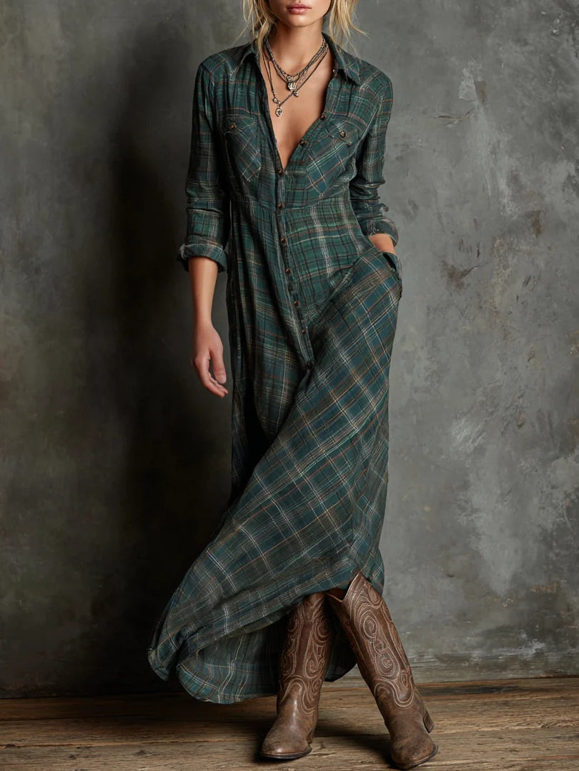 DELACROIX | Robe Chemise Longue à Carreaux pour Femme Camille