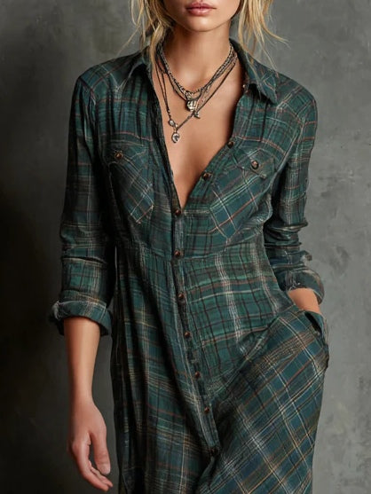 DELACROIX | Robe Chemise Longue à Carreaux pour Femme Camille