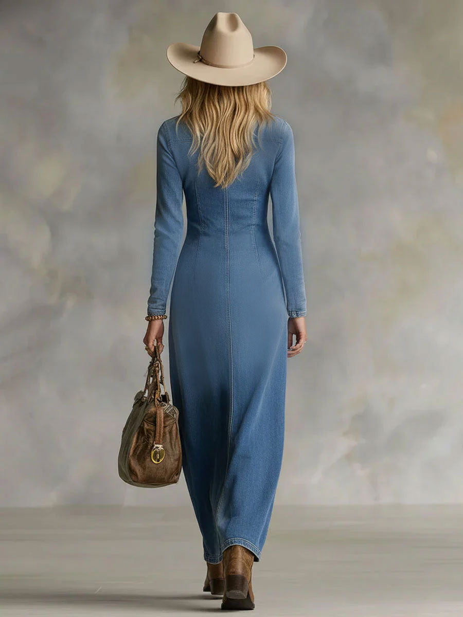 DELACROIX | Robe Longue Boutonnée Fendue pour Femme Margot