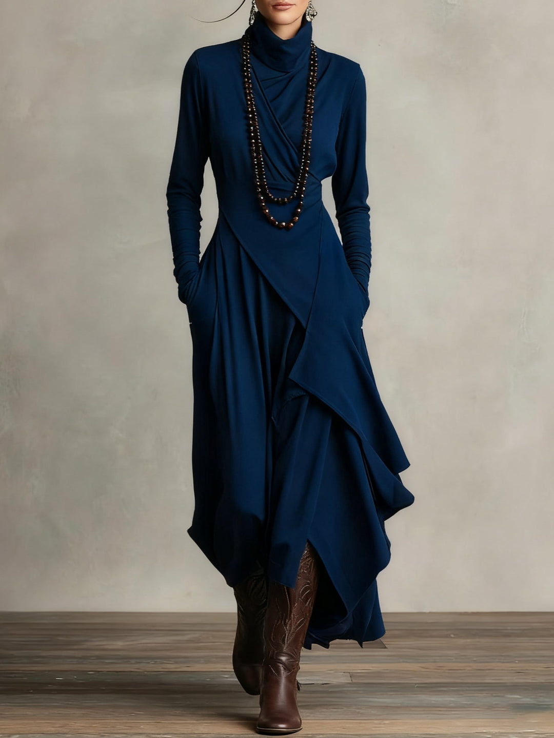 DELACROIX | Robe Longue Drapée Asymétrique pour Femme Charlotte