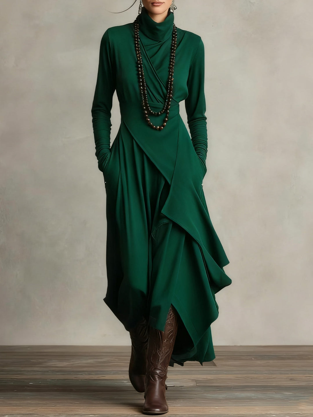 DELACROIX | Robe Longue Drapée Asymétrique pour Femme Charlotte