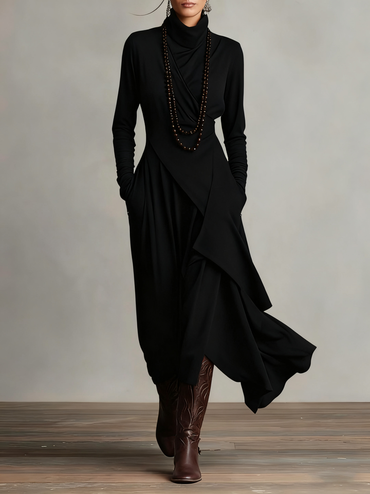 DELACROIX | Robe Longue Drapée Asymétrique pour Femme Charlotte