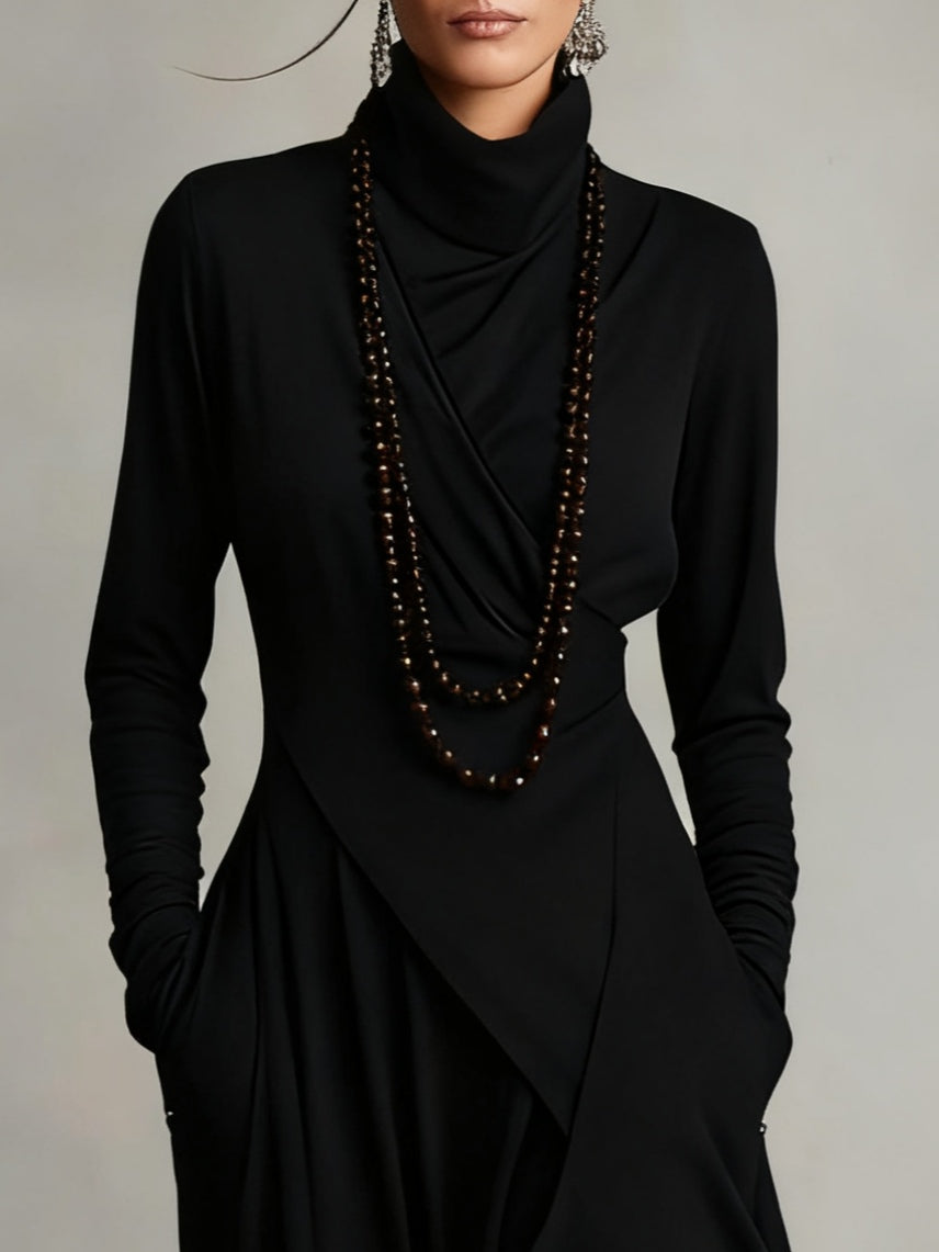 DELACROIX | Robe Longue Drapée Asymétrique pour Femme Charlotte