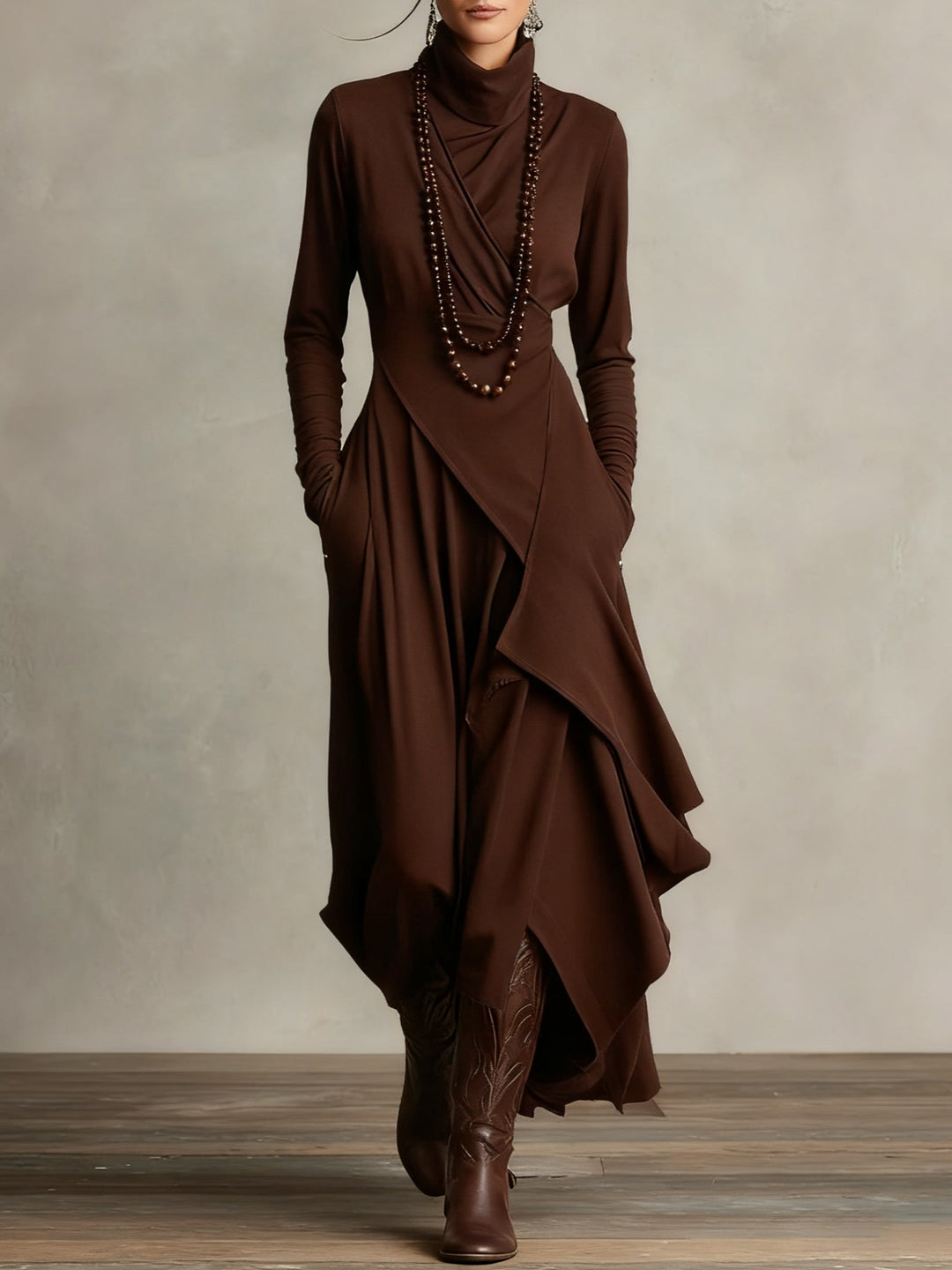 DELACROIX | Robe Longue Drapée Asymétrique pour Femme Charlotte