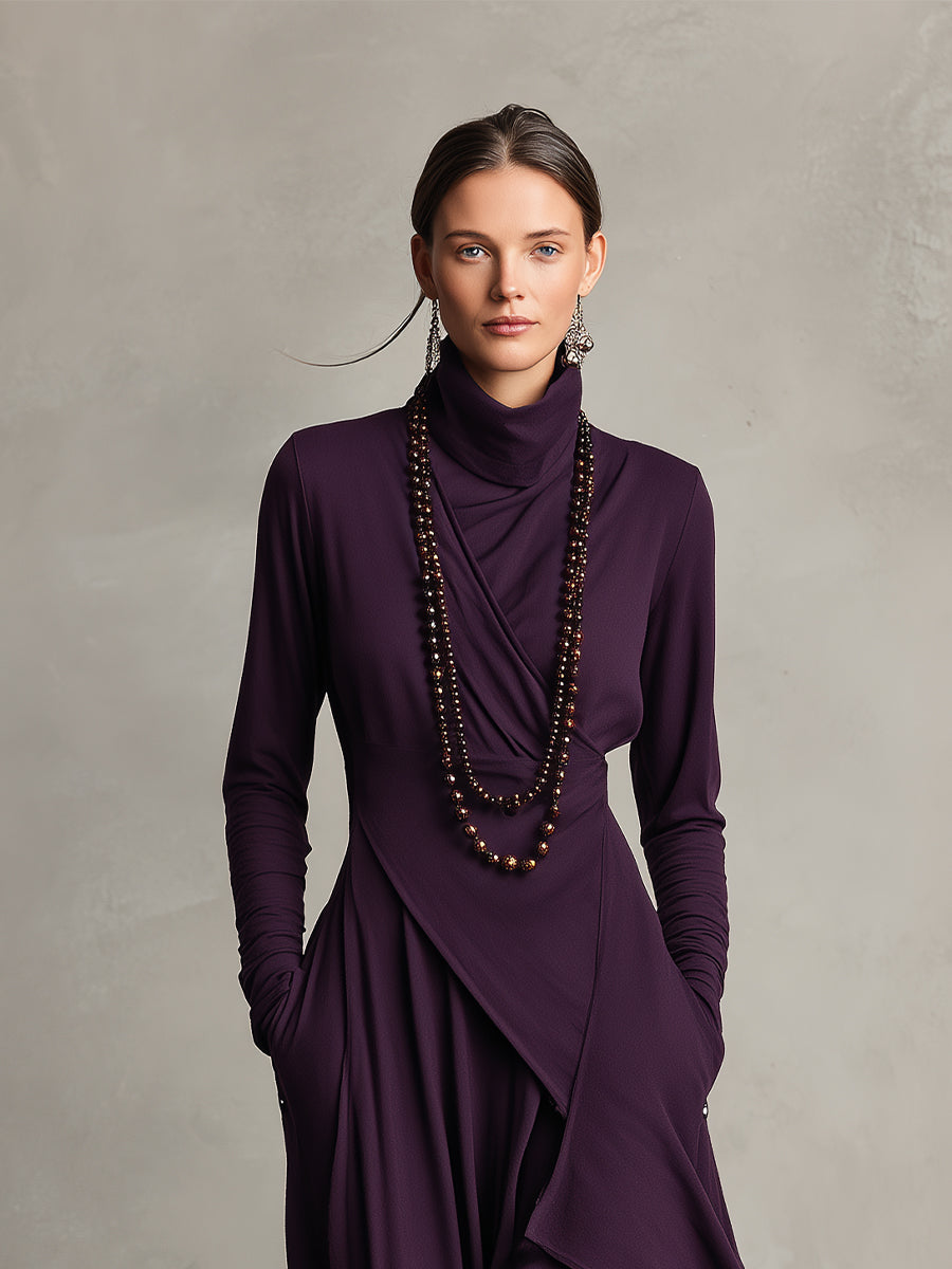 DELACROIX | Robe Longue Drapée Asymétrique pour Femme Véronique