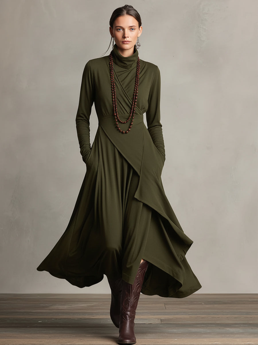 DELACROIX | Robe Longue Drapée Asymétrique pour Femme Véronique