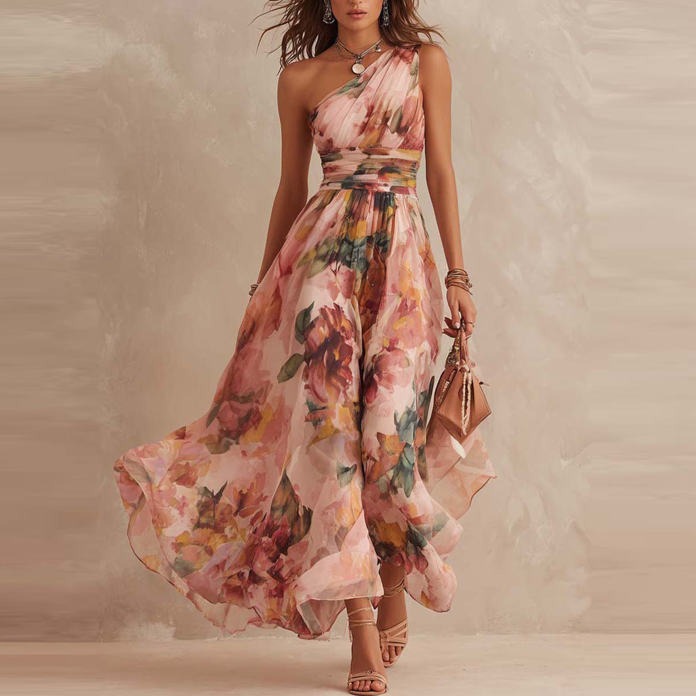 DELACROIX | Robe Longue Fleurie Asymétrique pour Femme Manon