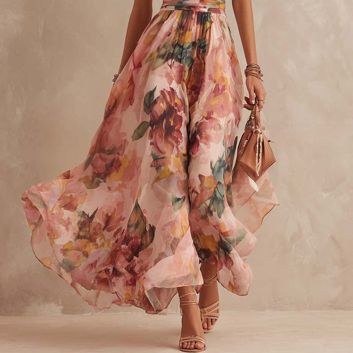 DELACROIX | Robe Longue Fleurie Asymétrique pour Femme Manon