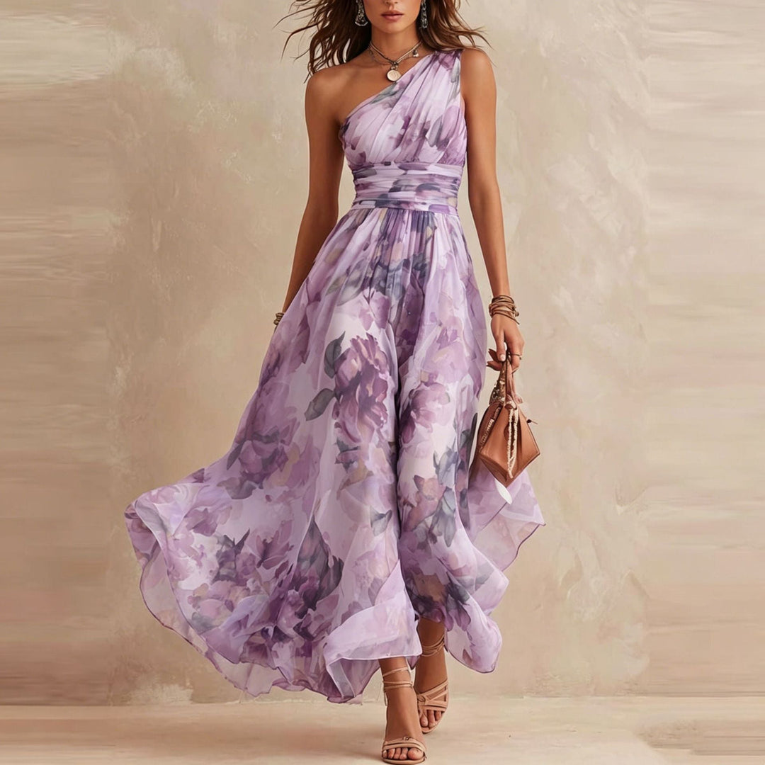 DELACROIX | Robe Longue Fleurie Asymétrique pour Femme Manon