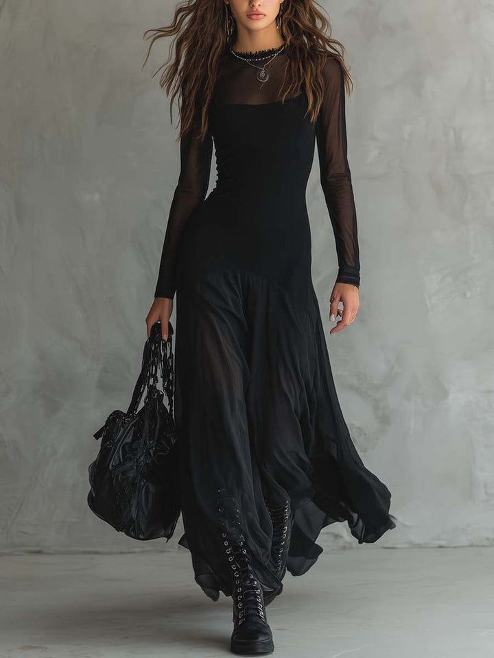 DELACROIX | Robe Longue Fluide Noire pour Femme Amélie