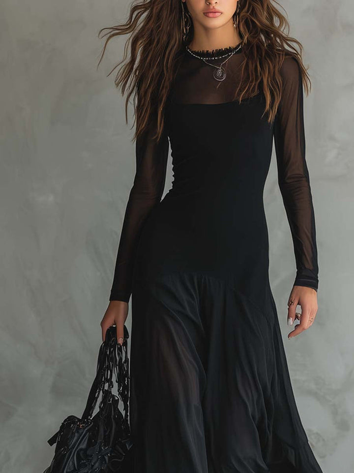 DELACROIX | Robe Longue Fluide Noire pour Femme Amélie