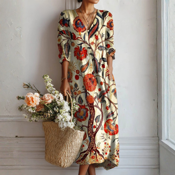 DELACROIX | Robe Longue Imprimée à Poches pour Femme Esra