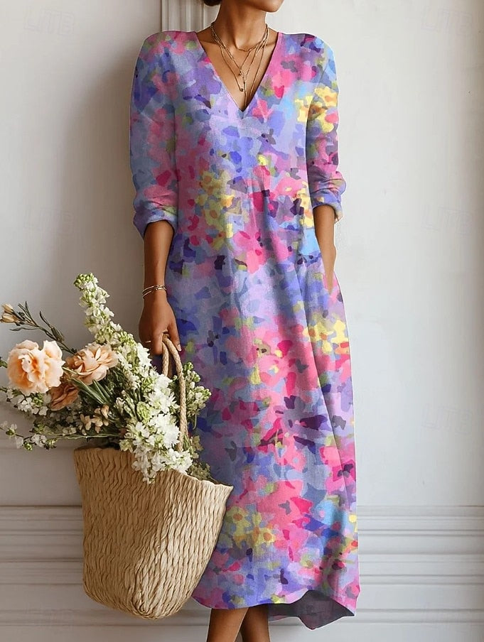 DELACROIX | Robe Longue Imprimée à Poches pour Femme Esra