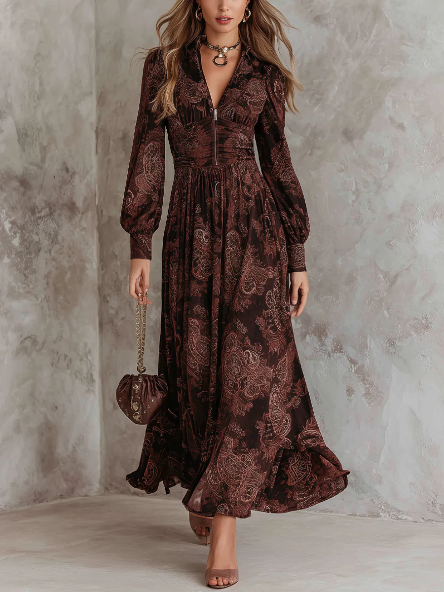 DELACROIX | Robe Longue Imprimée Volantée pour Femme Florence