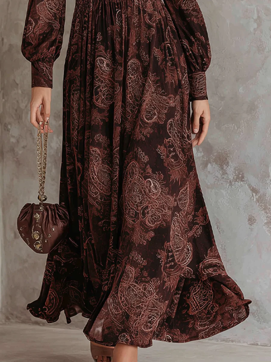 DELACROIX | Robe Longue Imprimée Volantée pour Femme Florence