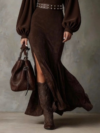 DELACROIX | Robe Longue Manches Ballon pour Femme Mathilde