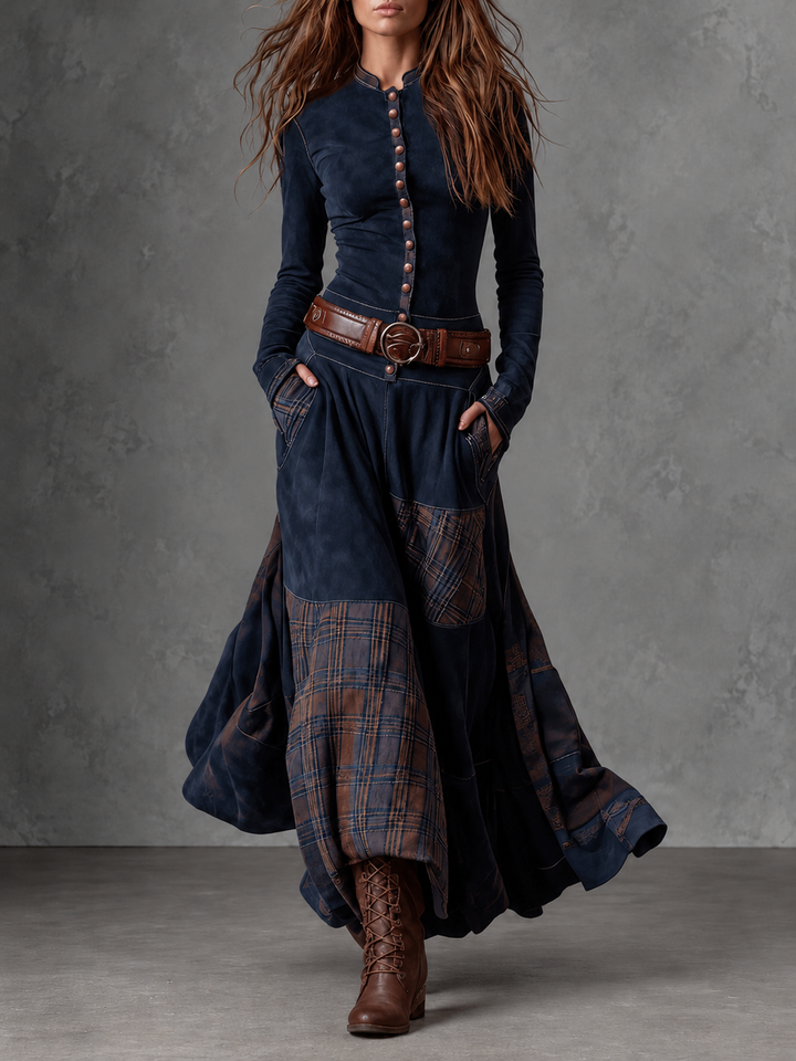 DELACROIX | Robe Longue Patchwork à Carreaux pour Femme Lucie
