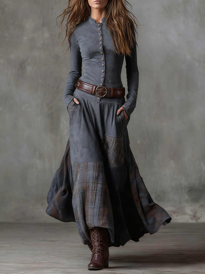 DELACROIX | Robe Longue Patchwork à Carreaux pour Femme Lucie