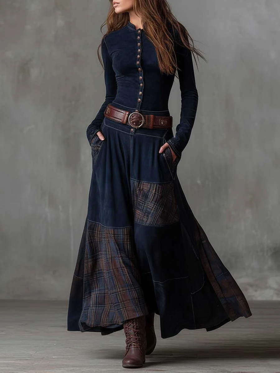 DELACROIX | Robe Longue Patchwork à Carreaux pour Femme Lucie