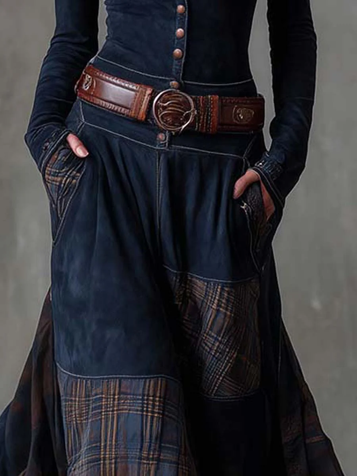 DELACROIX | Robe Longue Patchwork à Carreaux pour Femme Lucie