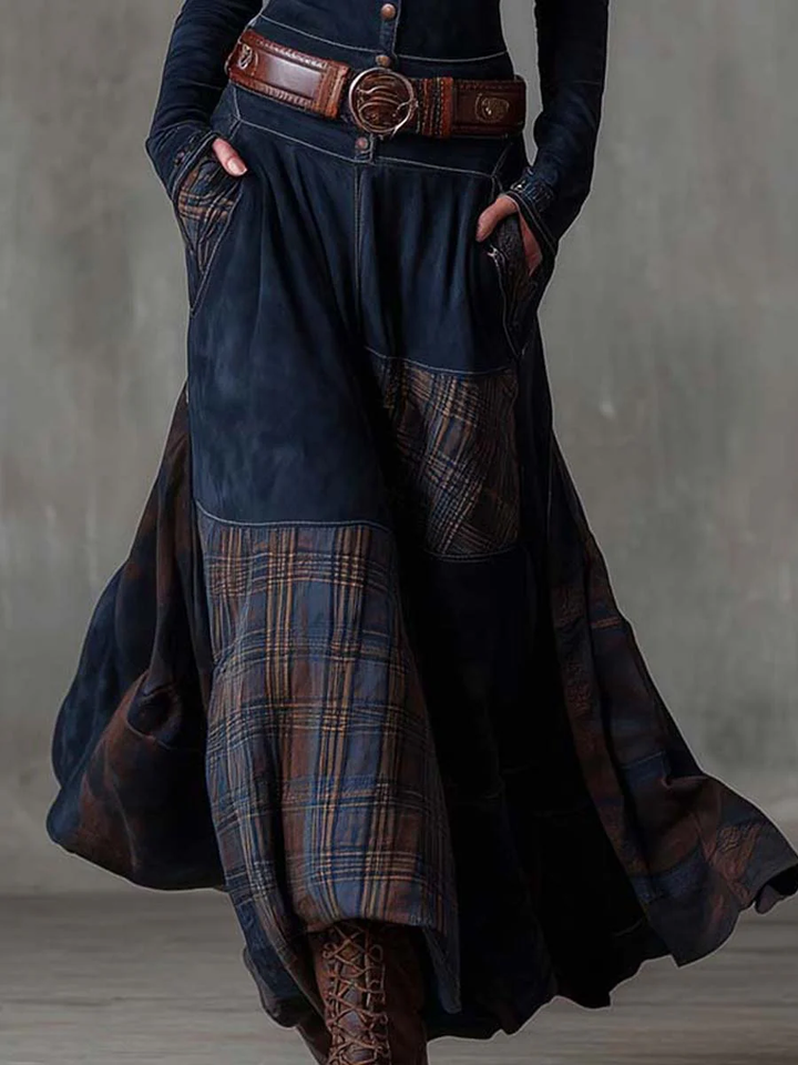 DELACROIX | Robe Longue Patchwork à Carreaux pour Femme Lucie