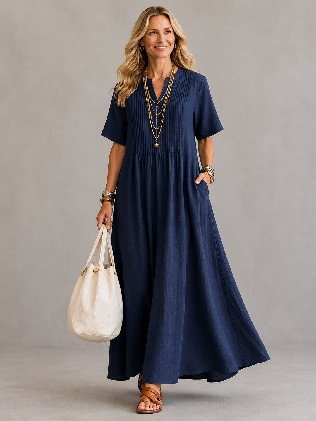 DELACROIX | Robe Longue Plissée pour Femme Sylvie
