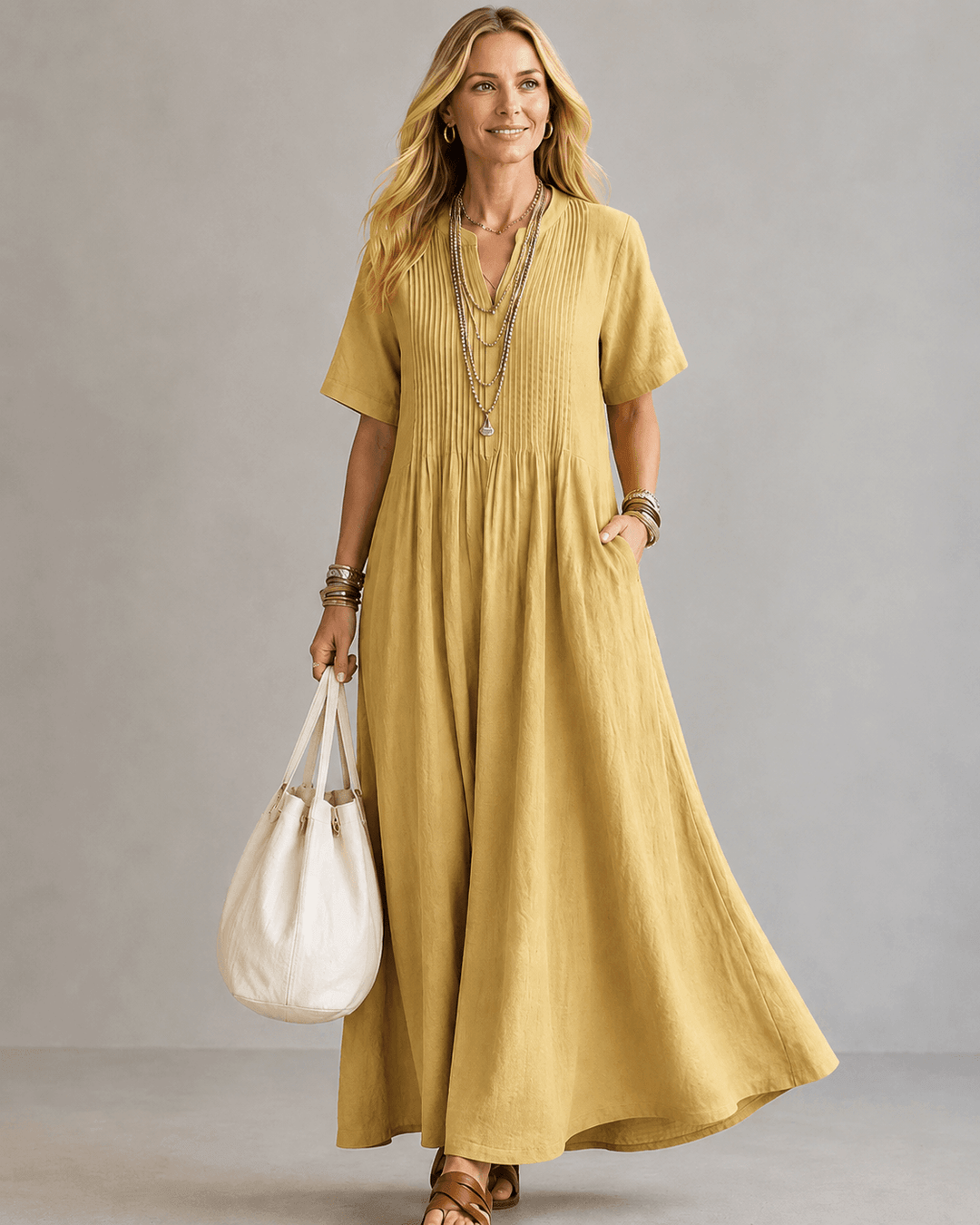DELACROIX | Robe Longue Plissée pour Femme Sylvie
