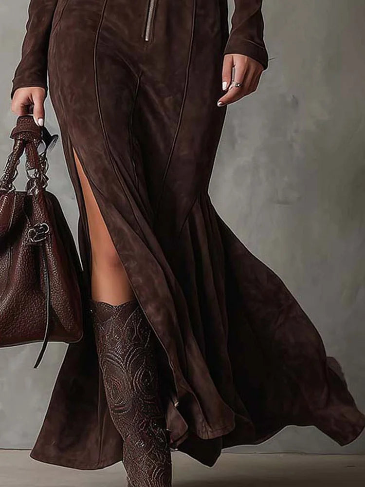 DELACROIX | Robe Longue Zippée Ceinturée pour Femme Nathalie