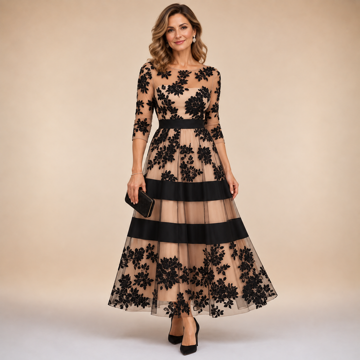DELACROIX | Robe Midi en Dentelle Florale pour Femme Monique