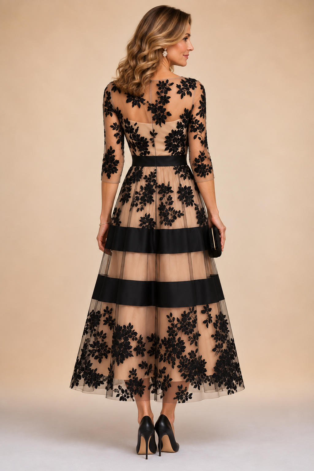 DELACROIX | Robe Midi en Dentelle Florale pour Femme Monique