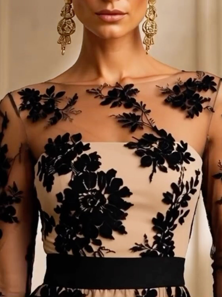 DELACROIX | Robe Midi en Dentelle Florale pour Femme Monique