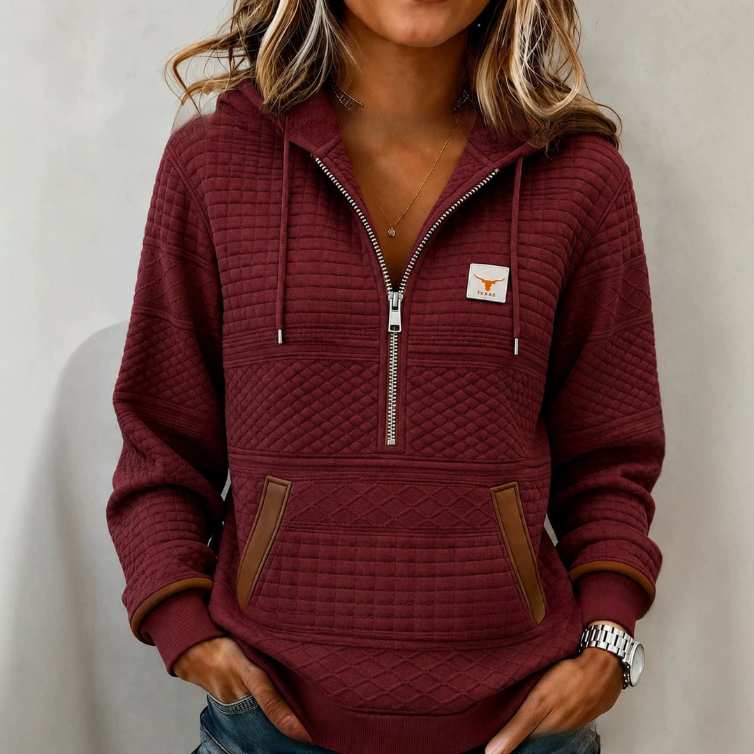 DELACROIX | Sweat à Capuche Matelassé Demi-Zip pour Femme Margot