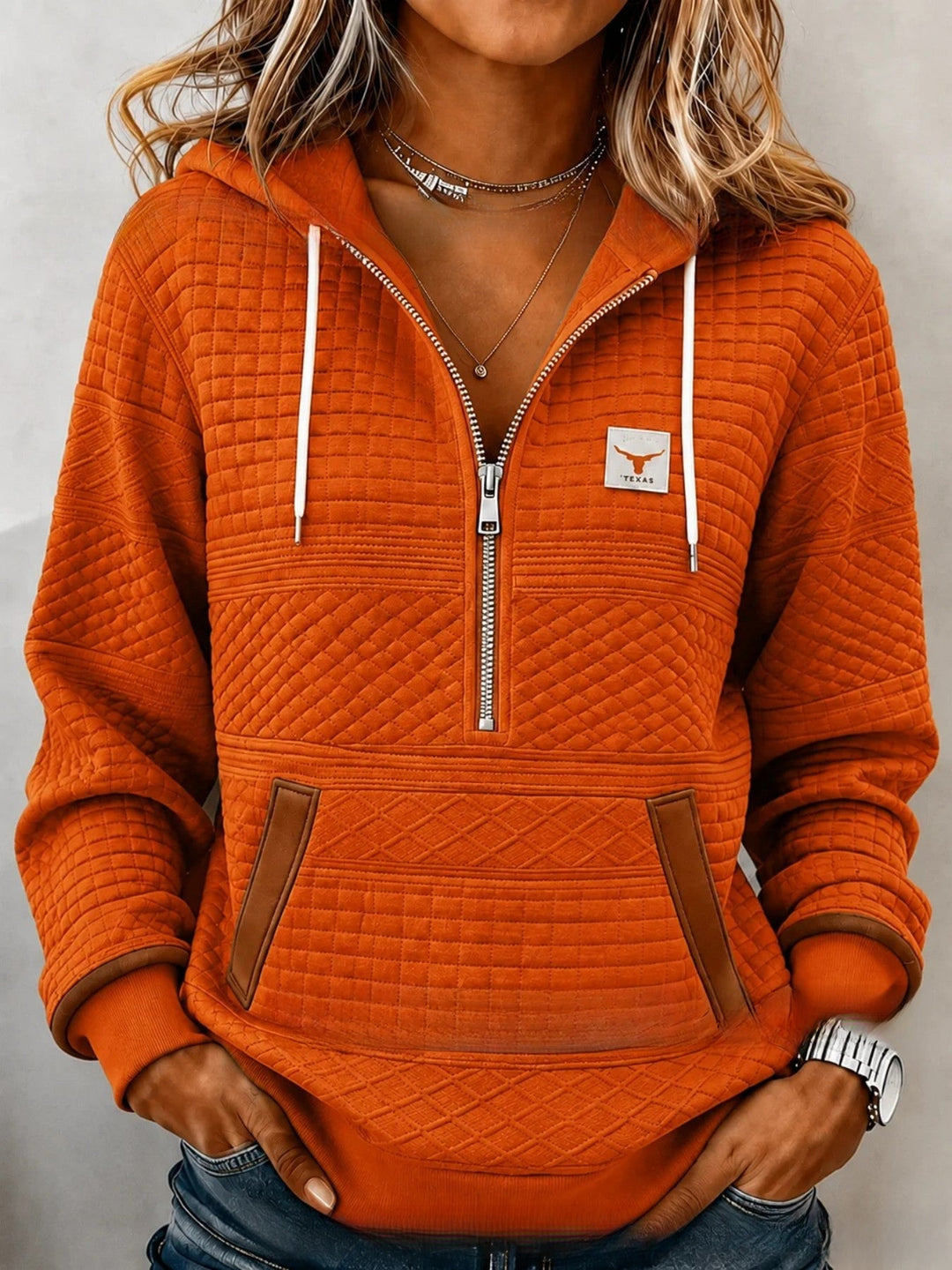 DELACROIX | Sweat à Capuche Matelassé Demi-Zip pour Femme Margot