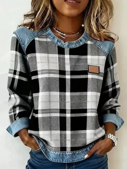 DELACROIX | Sweat à Carreaux Noir et Blanc pour Femme Léa