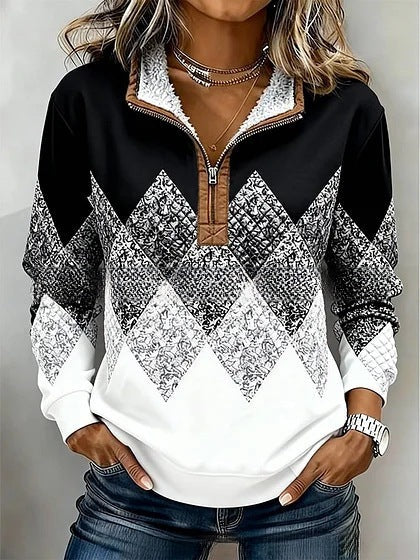 DELACROIX | Sweat Demi-Zip à Losanges pour Femme Isabelle