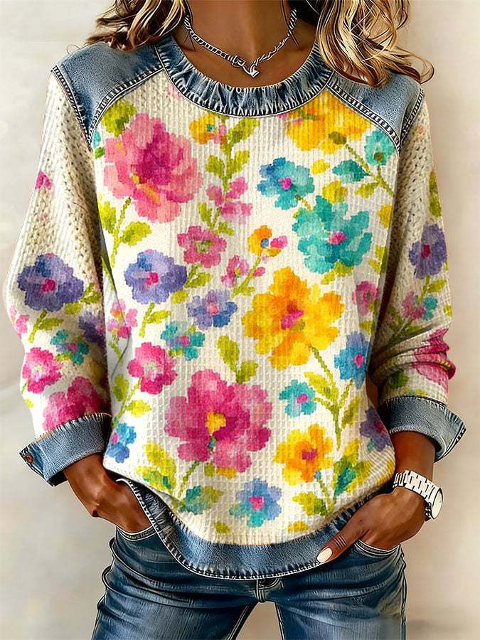 DELACROIX | Sweat Fleurs Vives Crème pour Femme Florence