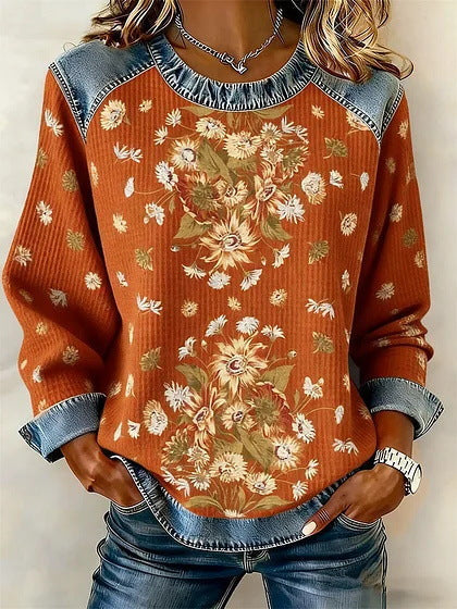 DELACROIX | Sweat Marguerites Orange pour Femme Élise