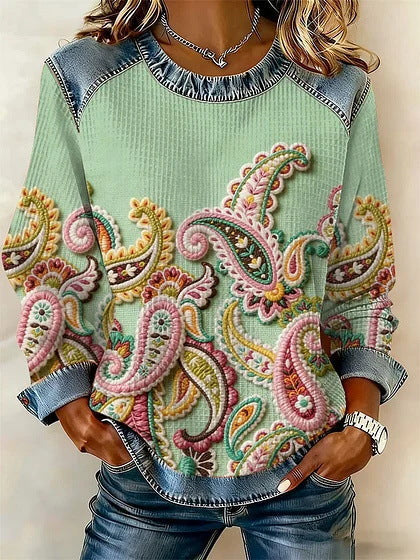 DELACROIX | Sweat Paisley Vert Menthe pour Femme Élina