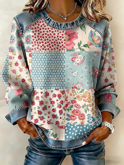 DELACROIX | Sweat Patchwork Petites Fleurs pour Femme Sandrine